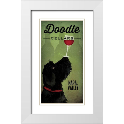 Doodle Wine II Black Dog White Modern Wood Framed Art Print with Double Matting by Fowler, Ryan