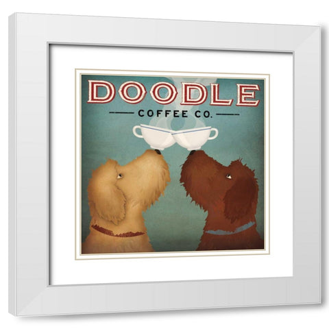 Doodle Coffee Double I White Modern Wood Framed Art Print with Double Matting by Fowler, Ryan