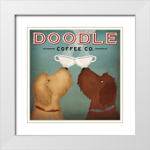 Doodle Coffee Double I White Modern Wood Framed Art Print with Double Matting by Fowler, Ryan