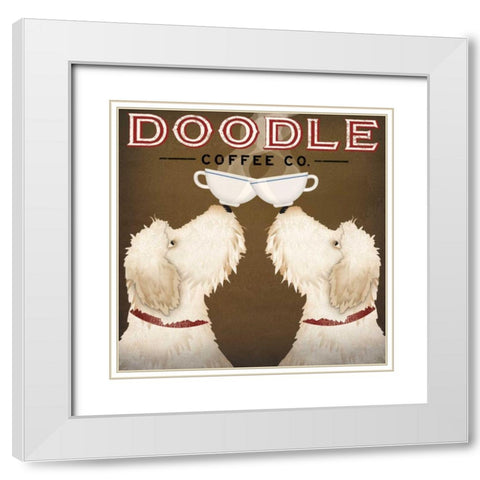Doodle Coffee Double V White Modern Wood Framed Art Print with Double Matting by Fowler, Ryan