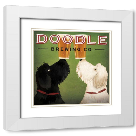 Doodle Beer Double III White Modern Wood Framed Art Print with Double Matting by Fowler, Ryan
