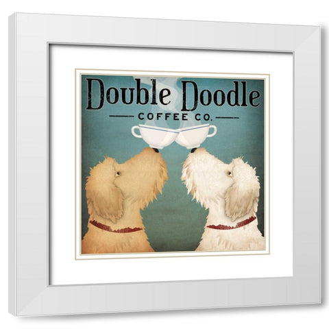 Doodle Coffee Double III White Modern Wood Framed Art Print with Double Matting by Fowler, Ryan