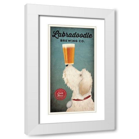 Labradoodle Brewing White Modern Wood Framed Art Print with Double Matting by Fowler, Ryan