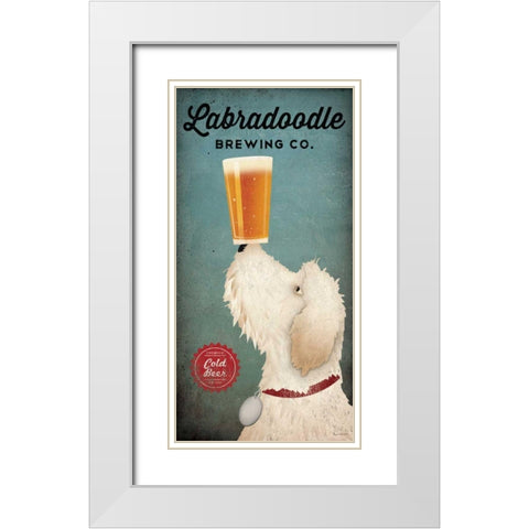 Labradoodle Brewing White Modern Wood Framed Art Print with Double Matting by Fowler, Ryan
