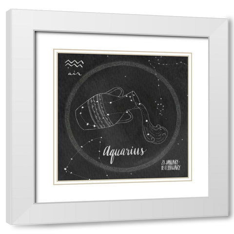 Night Sky Aquarius White Modern Wood Framed Art Print with Double Matting by Miller, Sara Zieve