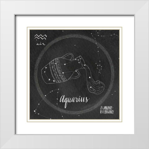 Night Sky Aquarius White Modern Wood Framed Art Print with Double Matting by Miller, Sara Zieve