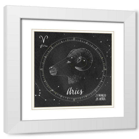 Night Sky Aries White Modern Wood Framed Art Print with Double Matting by Miller, Sara Zieve
