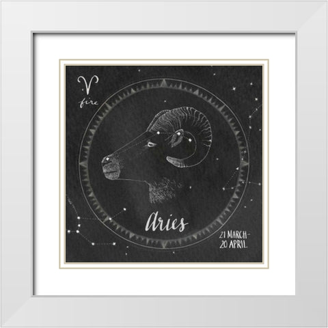 Night Sky Aries White Modern Wood Framed Art Print with Double Matting by Miller, Sara Zieve