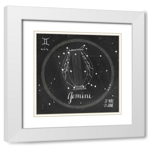 Night Sky Gemini White Modern Wood Framed Art Print with Double Matting by Miller, Sara Zieve