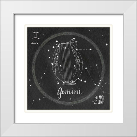 Night Sky Gemini White Modern Wood Framed Art Print with Double Matting by Miller, Sara Zieve