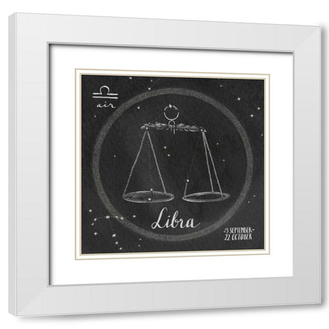 Night Sky Libra White Modern Wood Framed Art Print with Double Matting by Miller, Sara Zieve