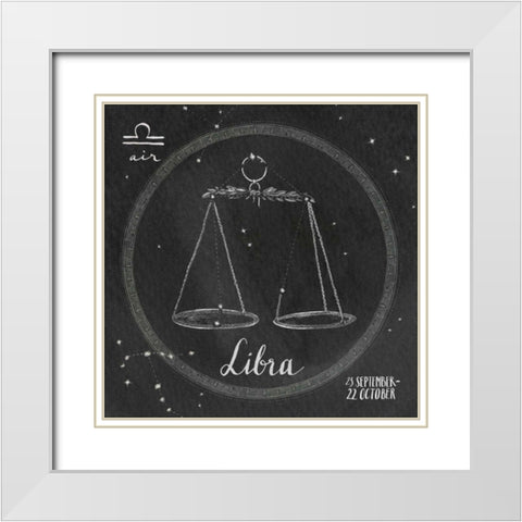 Night Sky Libra White Modern Wood Framed Art Print with Double Matting by Miller, Sara Zieve