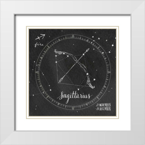 Night Sky Sagittarius White Modern Wood Framed Art Print with Double Matting by Miller, Sara Zieve