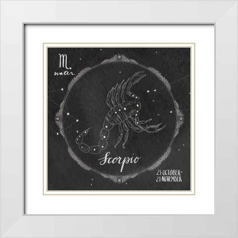 Night Sky Scorpio White Modern Wood Framed Art Print with Double Matting by Miller, Sara Zieve