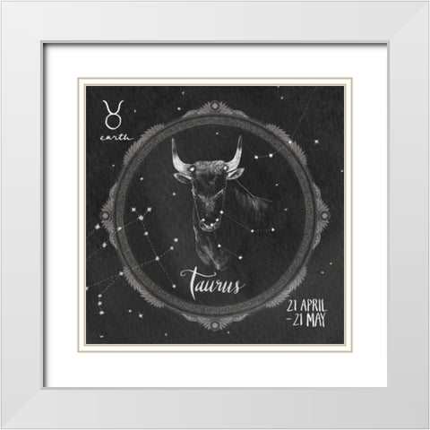 Night Sky Taurus White Modern Wood Framed Art Print with Double Matting by Miller, Sara Zieve