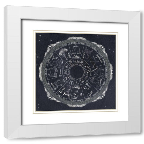 Night Sky Zodiac White Modern Wood Framed Art Print with Double Matting by Miller, Sara Zieve