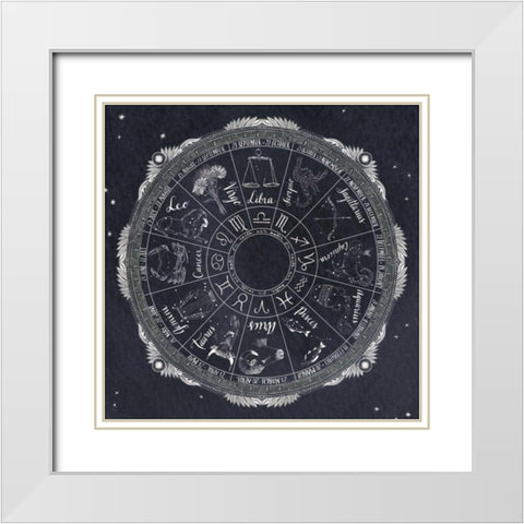 Night Sky Zodiac White Modern Wood Framed Art Print with Double Matting by Miller, Sara Zieve