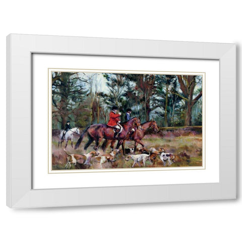 Foxhunt White Modern Wood Framed Art Print with Double Matting by Hageman, Marilyn