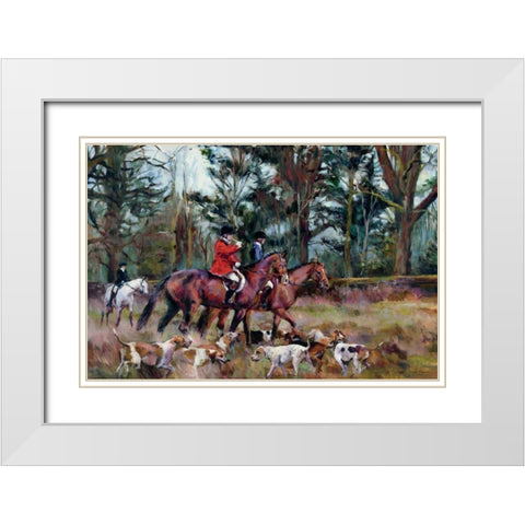 Foxhunt White Modern Wood Framed Art Print with Double Matting by Hageman, Marilyn