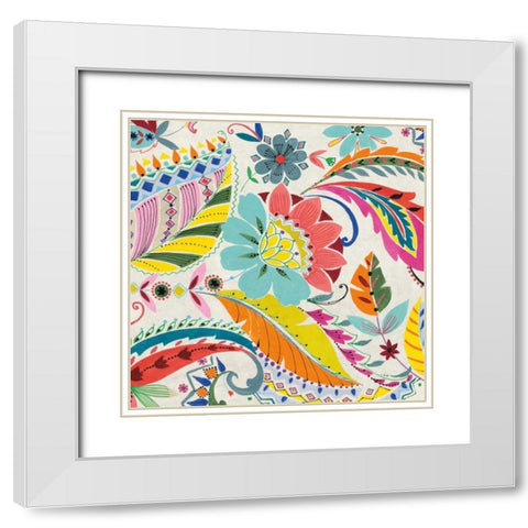 Boho Paisley I White Modern Wood Framed Art Print with Double Matting by Wild Apple Portfolio