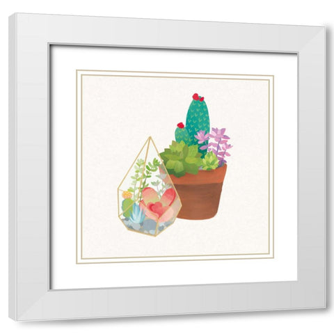 Succulent Garden I White Modern Wood Framed Art Print with Double Matting by Wild Apple Portfolio