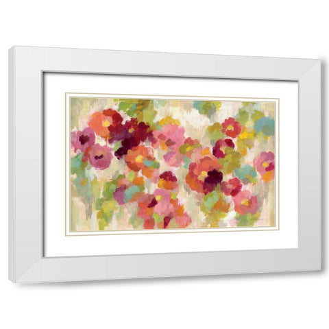 Coral and Emerald Garden I White Modern Wood Framed Art Print with Double Matting by Vassileva, Silvia