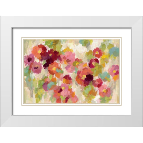 Coral and Emerald Garden I White Modern Wood Framed Art Print with Double Matting by Vassileva, Silvia