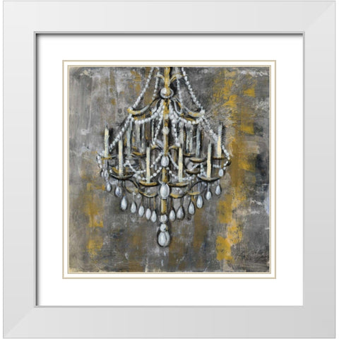 Vintage Chandelier I White Modern Wood Framed Art Print with Double Matting by Vassileva, Silvia