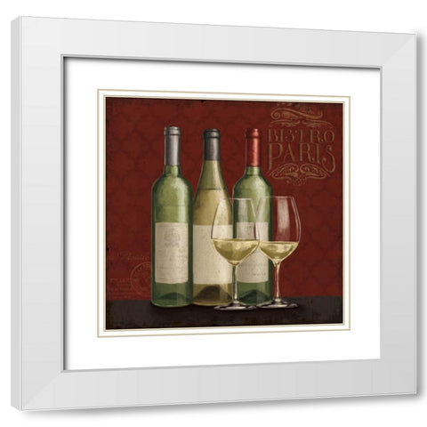 Bistro Paris White Wine v.2 White Modern Wood Framed Art Print with Double Matting by Penner, Janelle