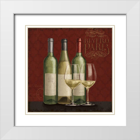 Bistro Paris White Wine v.2 White Modern Wood Framed Art Print with Double Matting by Penner, Janelle