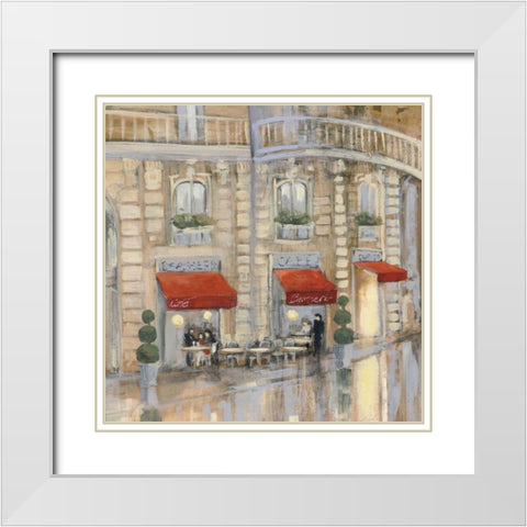 Touring Paris Couple II White Modern Wood Framed Art Print with Double Matting by Purinton, Julia