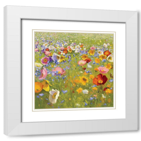 Champ de Fleur I White Modern Wood Framed Art Print with Double Matting by Novak, Shirley