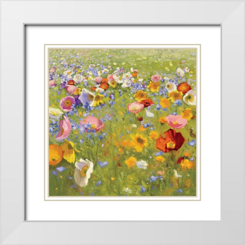 Champ de Fleur I White Modern Wood Framed Art Print with Double Matting by Novak, Shirley