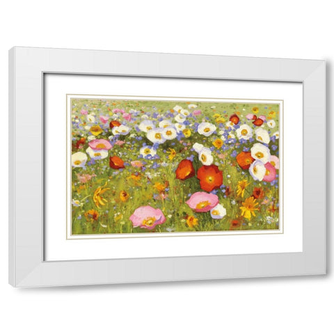 Champ de Fleur III White Modern Wood Framed Art Print with Double Matting by Novak, Shirley