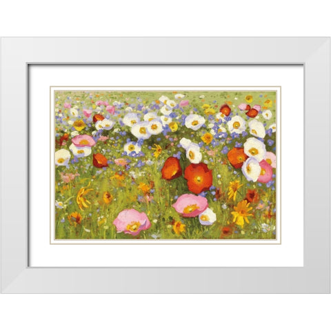 Champ de Fleur III White Modern Wood Framed Art Print with Double Matting by Novak, Shirley