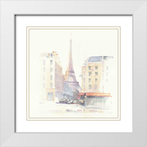 Paris Morning Square White Modern Wood Framed Art Print with Double Matting by Tillmon, Avery