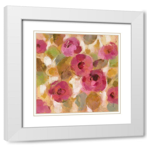 Glorious Pink Floral III White Modern Wood Framed Art Print with Double Matting by Vassileva, Silvia