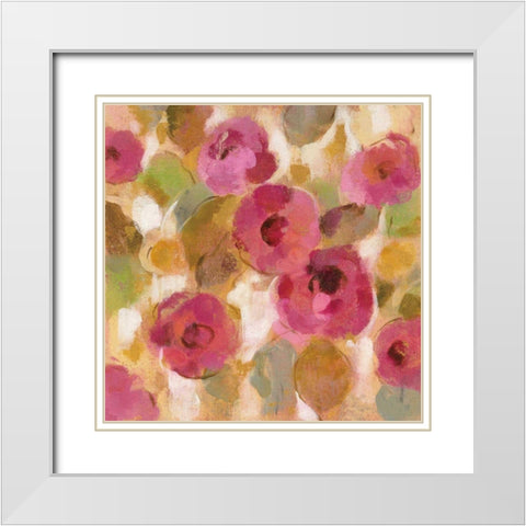 Glorious Pink Floral III White Modern Wood Framed Art Print with Double Matting by Vassileva, Silvia