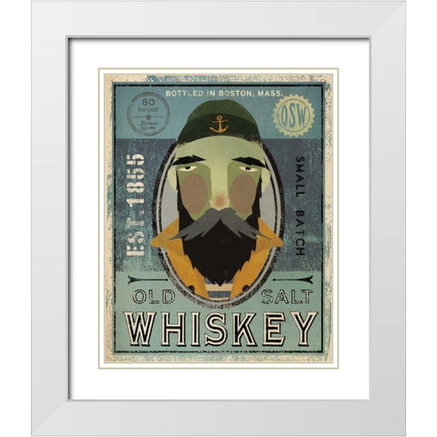 Fisherman V Old Salt Whiskey White Modern Wood Framed Art Print with Double Matting by Fowler, Ryan