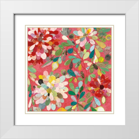 Red and Pink Dahlia II White Modern Wood Framed Art Print with Double Matting by Boggs, Candra
