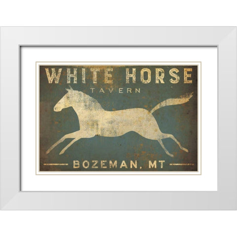 White Horse Running White Modern Wood Framed Art Print with Double Matting by Fowler, Ryan
