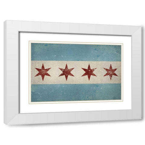 Chicago Flag White Modern Wood Framed Art Print with Double Matting by Fowler, Ryan