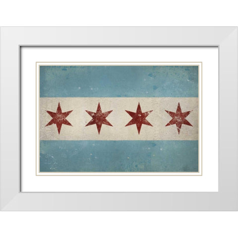 Chicago Flag White Modern Wood Framed Art Print with Double Matting by Fowler, Ryan