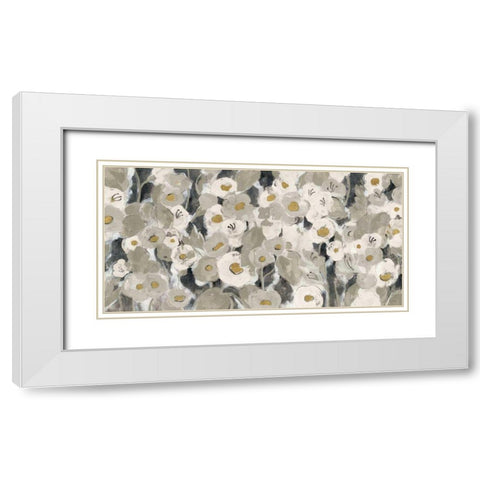 Velvety Florals Neutral White Modern Wood Framed Art Print with Double Matting by Vassileva, Silvia