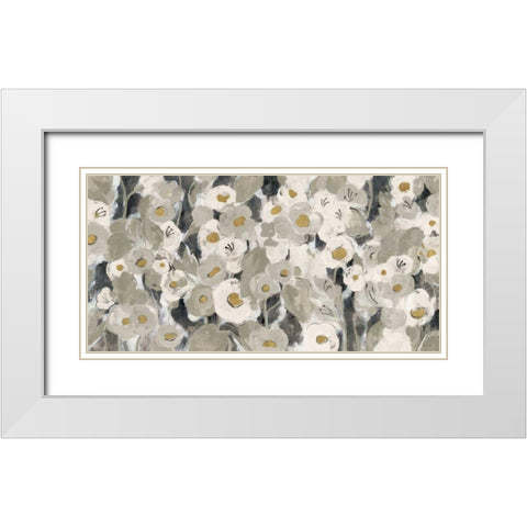 Velvety Florals Neutral White Modern Wood Framed Art Print with Double Matting by Vassileva, Silvia