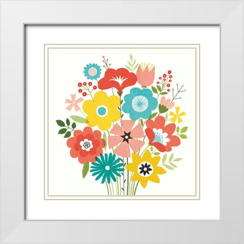 Seaside Bouquet IV White Modern Wood Framed Art Print with Double Matting by Mullan, Michael
