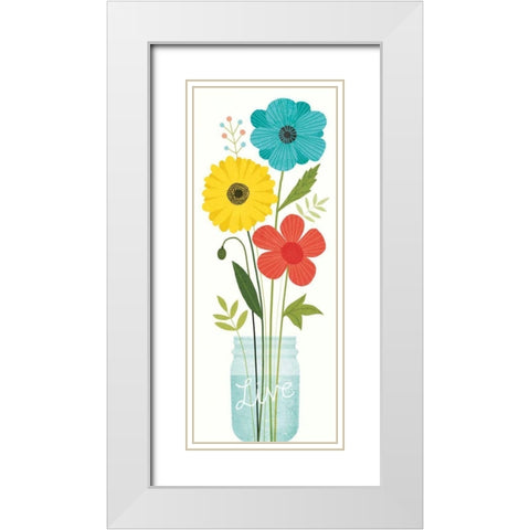 Seaside Bouquet V Mason Jar White Modern Wood Framed Art Print with Double Matting by Mullan, Michael