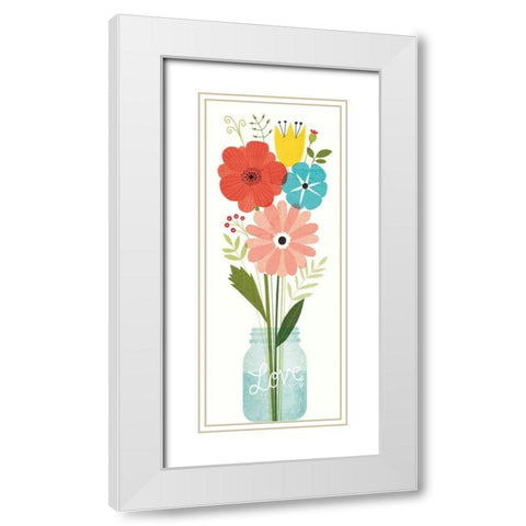 Seaside Bouquet VI Mason Jar White Modern Wood Framed Art Print with Double Matting by Mullan, Michael
