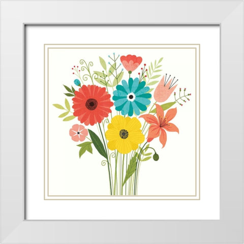 Seaside Bouquet III White Modern Wood Framed Art Print with Double Matting by Mullan, Michael