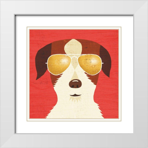 Beach Bums Terrier I White Modern Wood Framed Art Print with Double Matting by Mullan, Michael